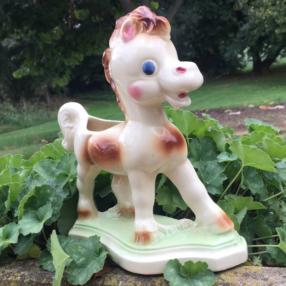 Vintage ceramic Remple “Frisky”pony planter (7024). - Picture 5 of 9